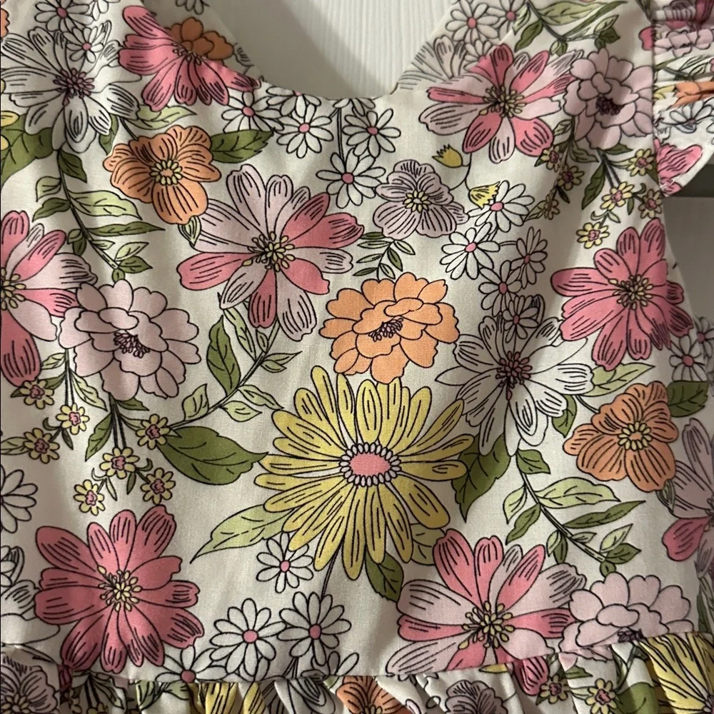 Rare editions Floral Kids Dress - Pink, Green, Yellow